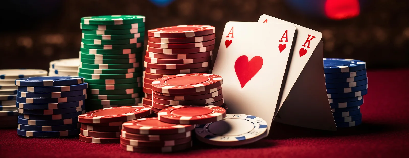 Best Online Casino Games to Play in 2025 Poker chips and playing cards on red table representing best casino games to play online